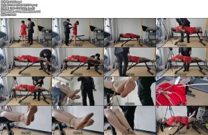 [绳之韵] 瑾瑜灰丝红裙玩偶（上集）藤条鞭打虐足，美妙丝足挣扎，少女娇嫩足底、趾间的诱人风情-丝依依