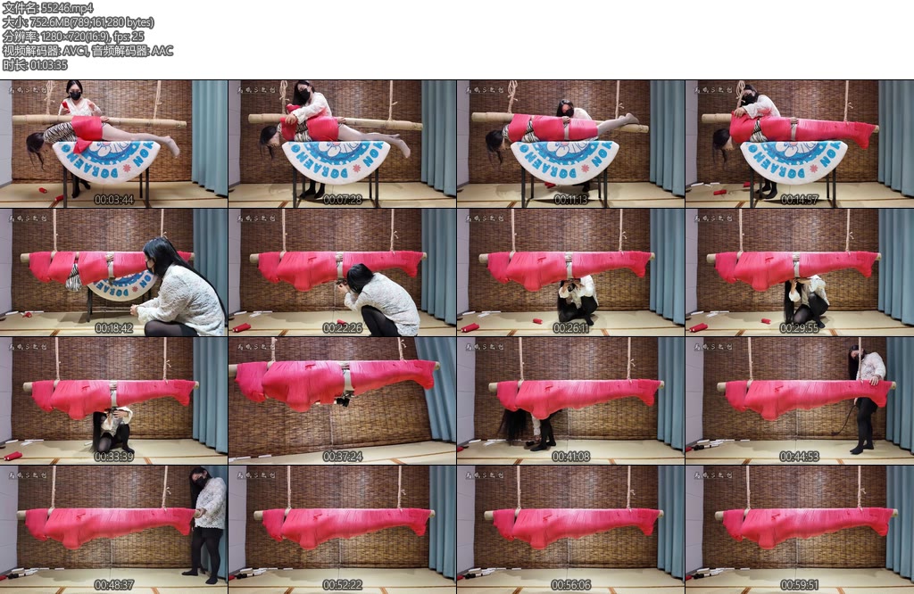 [美曦原创] 裹在竹竿上的伪娘全包过程木乃伊胶带全包在竹竿上空中吊着玩弄负重器训练灰丝袜大长腿-丝依依