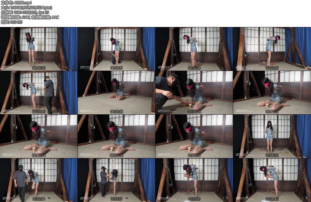 [试炼原创] 小缘蓝色旗袍肉丝三种紧缚放置痛苦哀嚎口水直流-丝依依