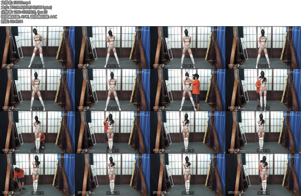 [试炼原创] 倩倩银色夜店服乳胶头套放置呼吸声音悬吊挣扎直臂放置分腿限位-丝依依