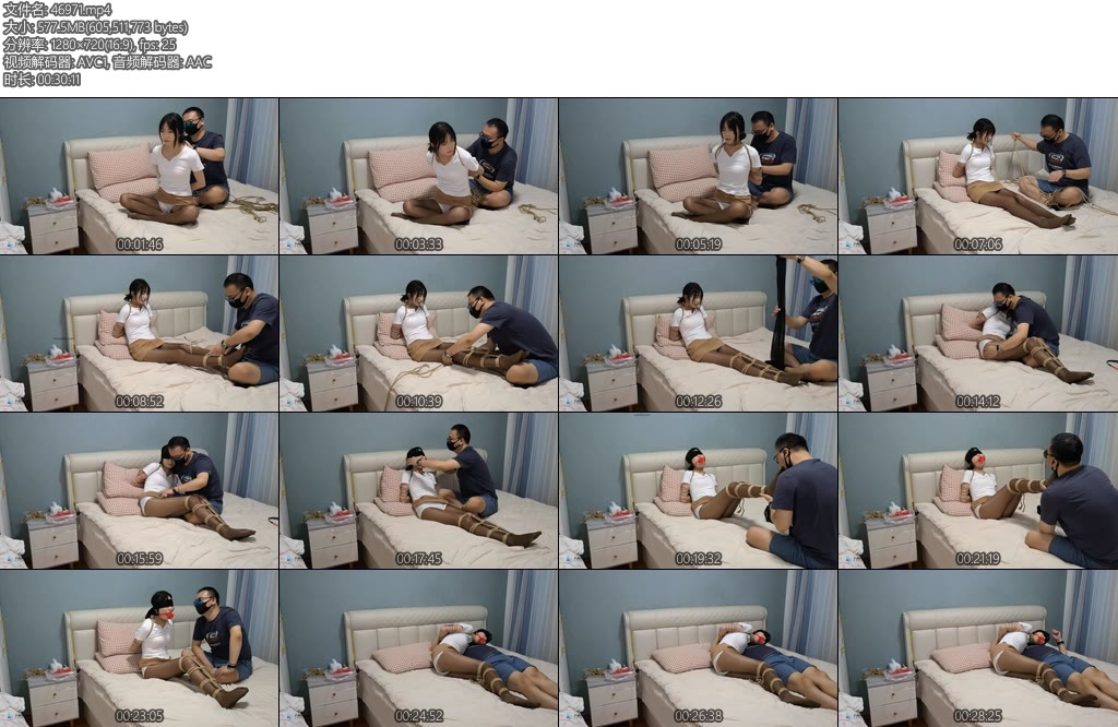 [JS原创] 欣妍缠颈五花大绑亮丝玫瑰口球堵嘴蒙眼恋足-丝依依