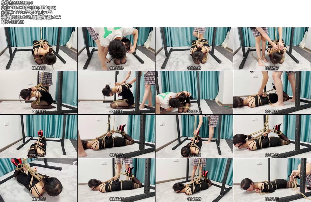 [涵涵原创] 涵涵 后手观音跪吊+日式后高手驷马。口水拉丝，记录涵涵第一次被绑哭-丝依依