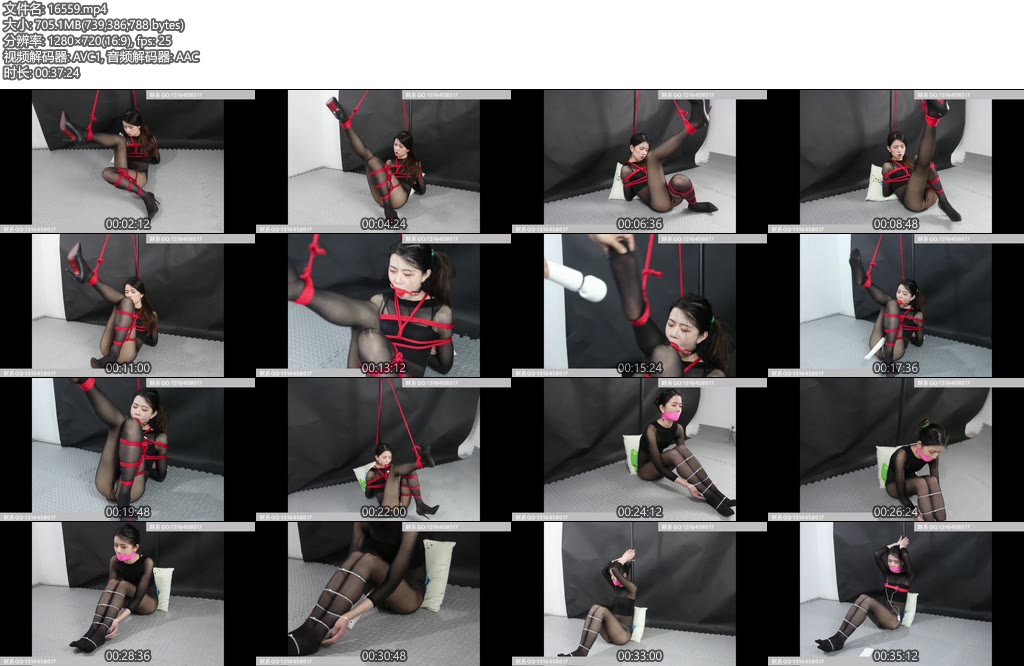 [魅影空间] 完美性感黑丝，包裹完美的身材，口球扎带，震动的快乐-丝依依