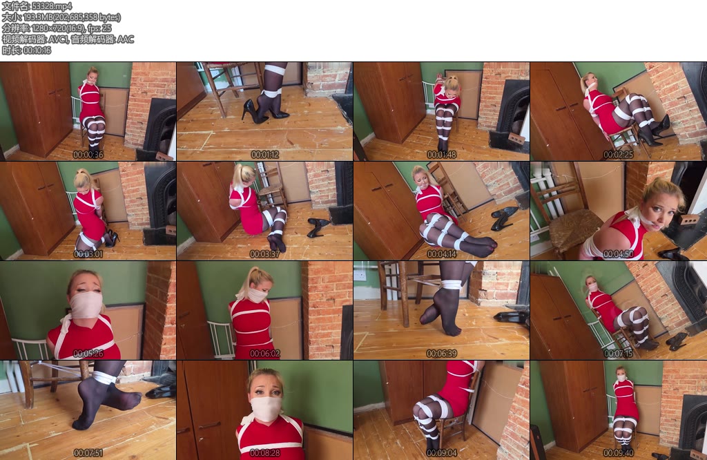 [欧美绳艺] Lil Missy UK in Chairtied In Red Dress With OTN Gag-丝依依