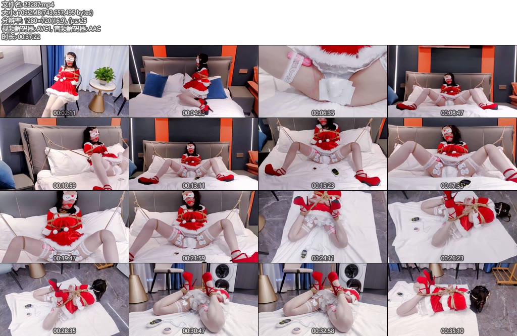 [嗷大喵] 圣诞预热+日式紧缚展示+口球+强制M开腿捆-丝依依