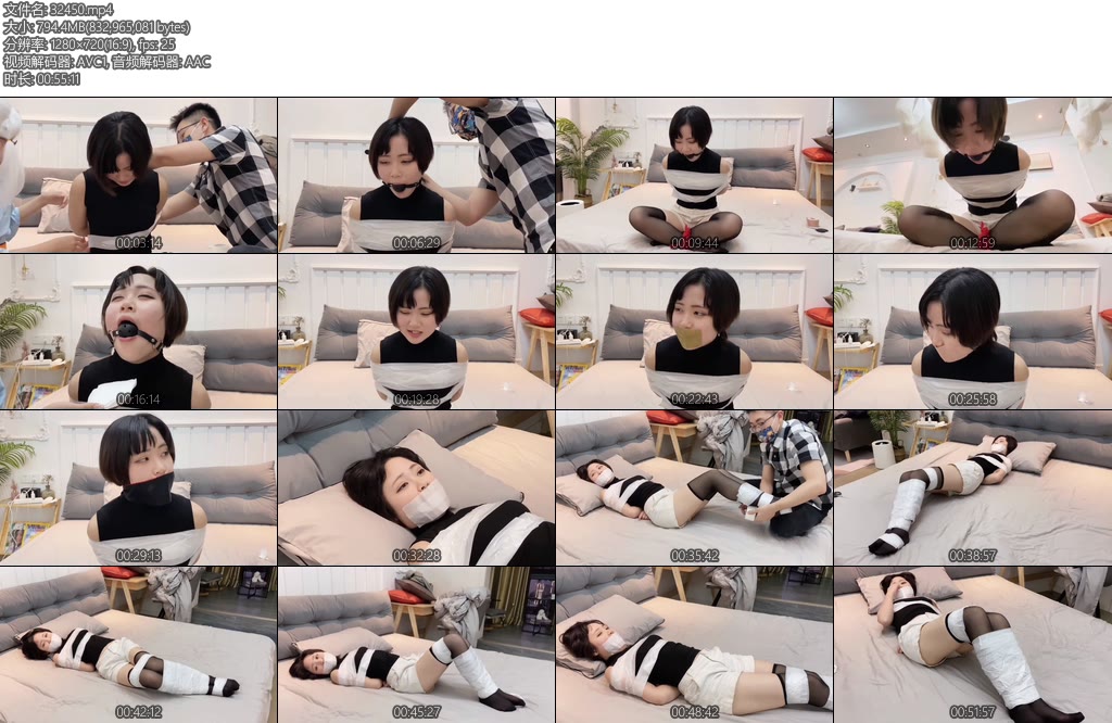 [默示录] 缚艺录 小Q第一次尝试戴口球小嘴被撑地满满的口水止不住的流最后再裹一层胶带封住嘴巴和手脚趟床上挣扎去吧-丝依依