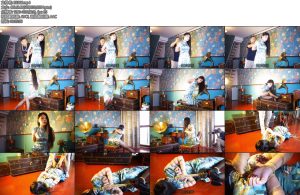 [锐度主张] 嫣儿 唯美无袖蓝花旗袍搭配性感红底高跟鞋的五花驷马缚-丝依依