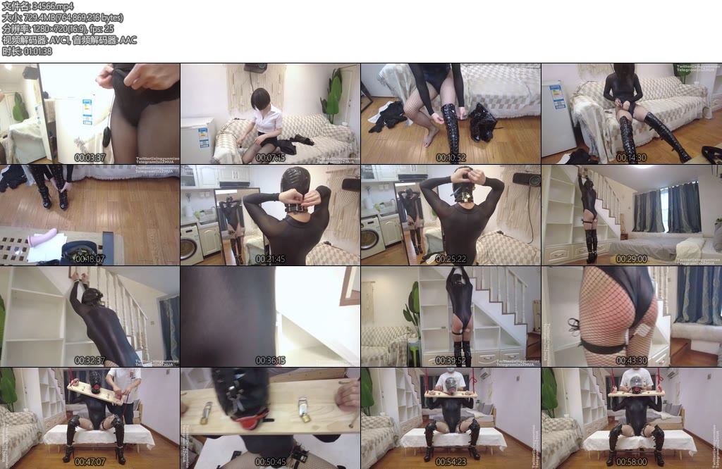 [鹿角与猫爪] 微剧情女秘书下班回家后是主人的私有玩物上篇OL黑丝换装泳衣网袜高筒靴自戴自锁装备感官封锁乳胶头套马具口球鼻勾项圈-丝依依