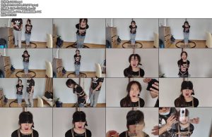 [WN原创] 萌妹小夏小舔犬登场，贪婪的舔屏诱惑，口环鼻钩，麻花腿立式紧缚-丝依依