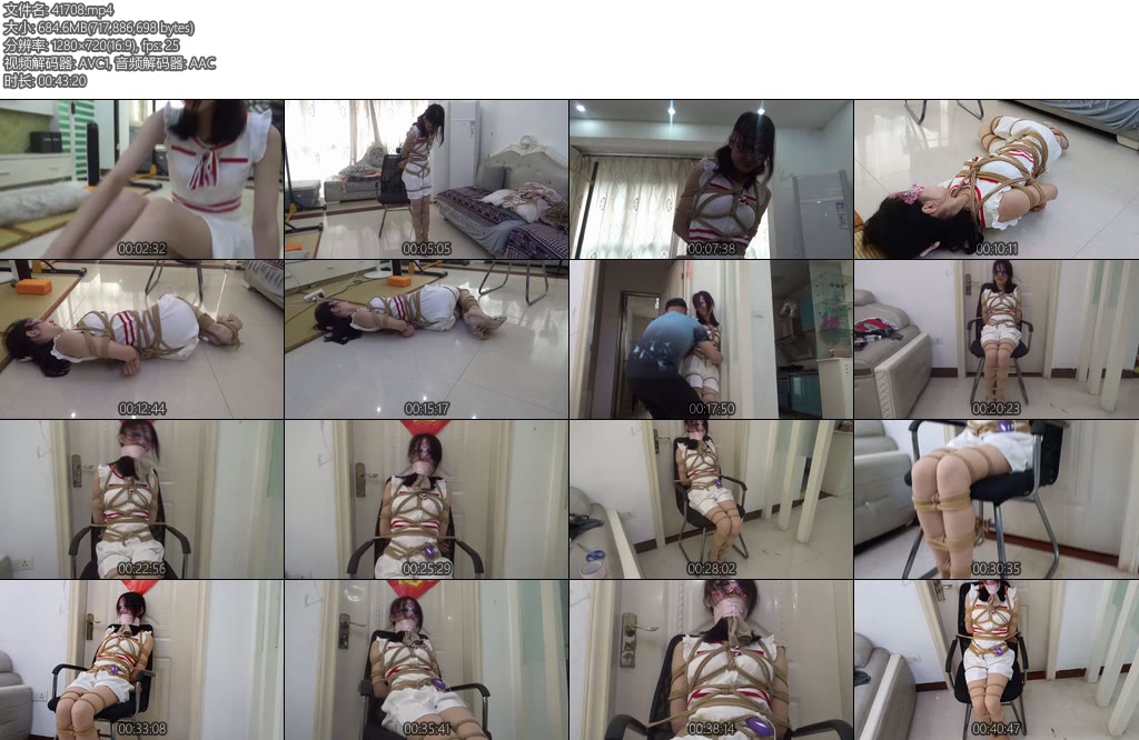 [新月原创] 琳媚剧情片掉进自动捆绑陷阱超紧自动紧缚绳可爱女孩挣脱不能被原味塞嘴TD折磨-丝依依