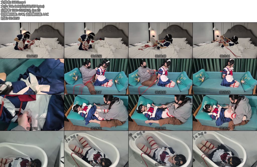 [亚洲绳艺] 小自白小男娘女仆装折腿自缚被入室绑架在被强制榨汁后扔进浴缸泡澡-丝依依