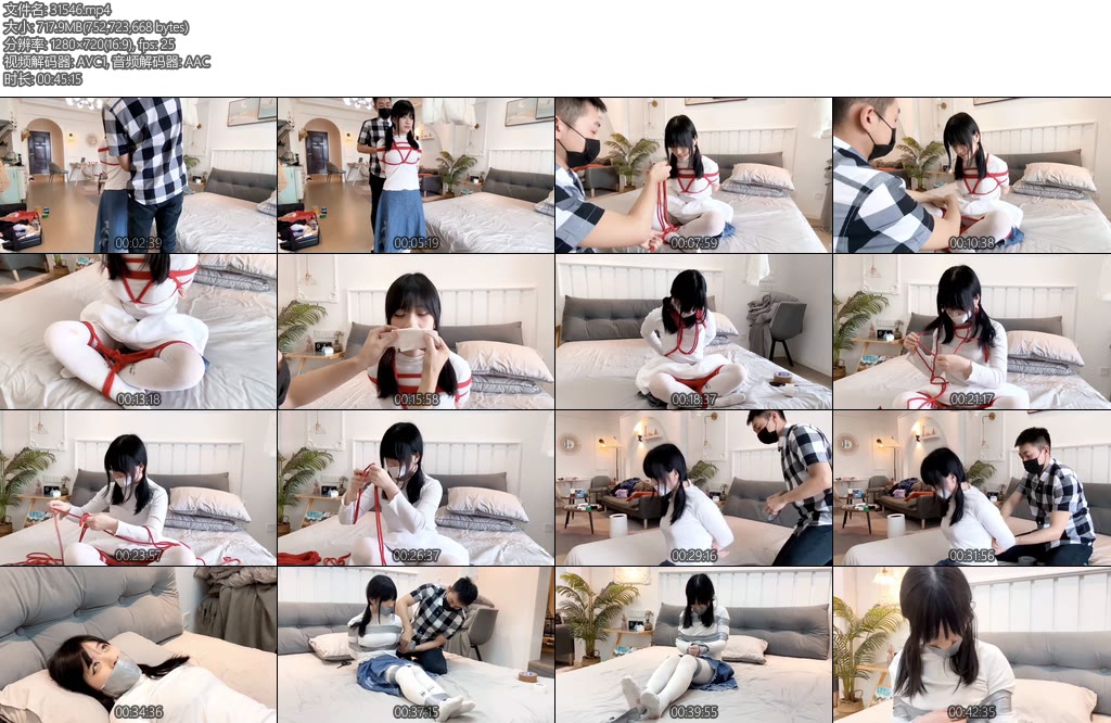 [默示录] 缚艺录新模小T第一次来体验绳艺简单的捆绑胶带封嘴很容易被解脱小T的逃脱能力还是不错滴-丝依依