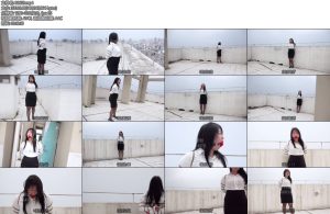 [子矜原创] 新妹子楼顶五花紧缚口球口水-丝依依