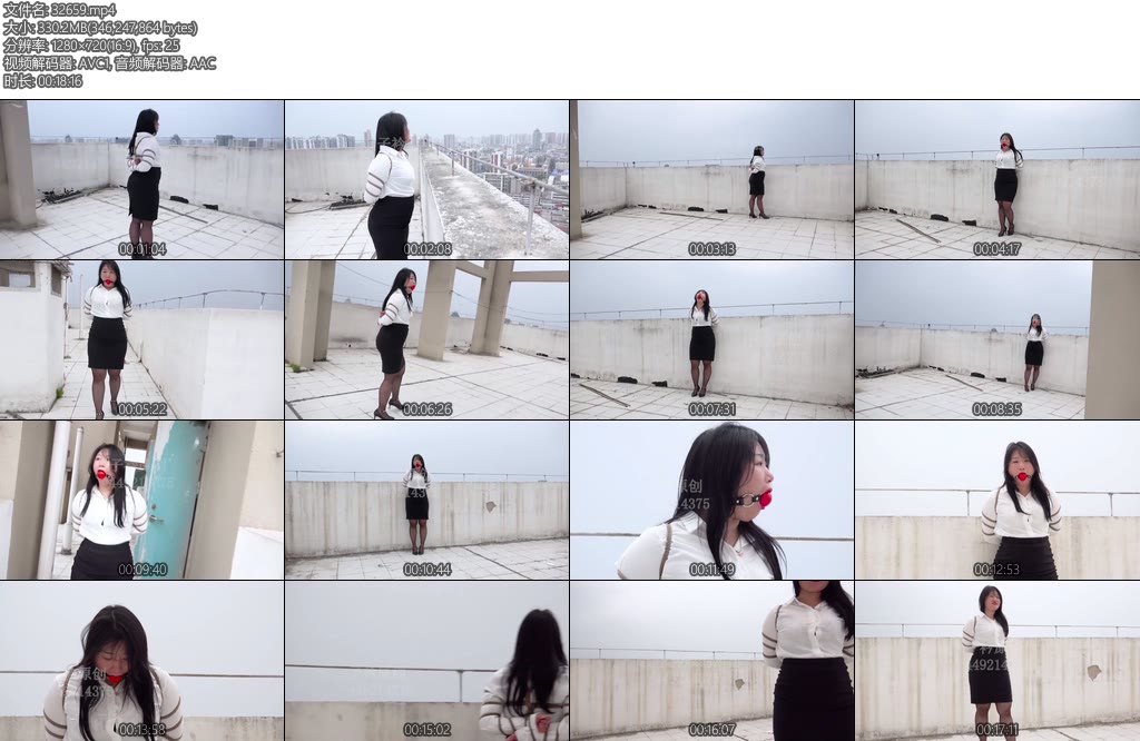 [子矜原创] 新妹子楼顶五花紧缚口球口水-丝依依