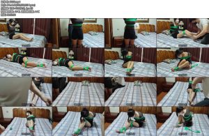 [墨色原创] 高颜值安雪绿色胶带捆绑挣扎第一个挣脱成功的女生-丝依依