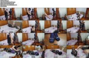 [网友原创] 我的媳妇 176弹、黑丝高跟皮革拘束超紧驷马紧缚双层呼吸头套封孔塑料袋玩虐-丝依依