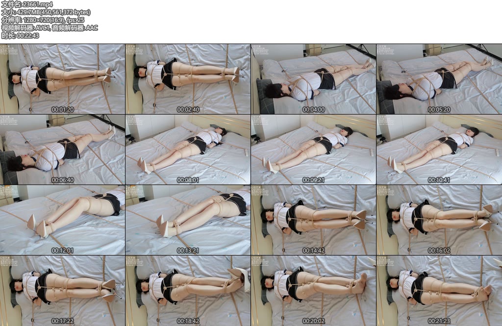 [心悦束艺] 筱筱肉丝紧缚捆绑铁床固定挣扎-丝依依