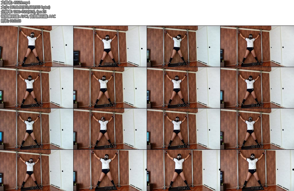 [亚洲绳艺] 人形のようにほったらかし口枷マスク×磔拘束-丝依依