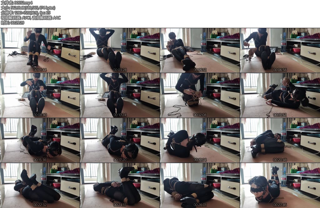 [亚洲绳艺] 伪娘连衣裙黑丝鱼嘴凉鞋驷马自缚-丝依依