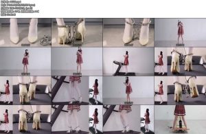 [亚洲绳艺] 脚镣颈手枷禁锢女仆短裙白丝高跟金属GS电动BB无线TDP机与跑步机-丝依依