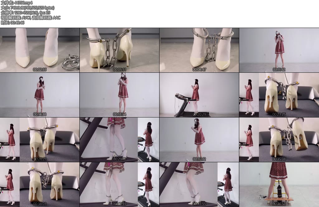 [亚洲绳艺] 脚镣颈手枷禁锢女仆短裙白丝高跟金属GS电动BB无线TDP机与跑步机-丝依依