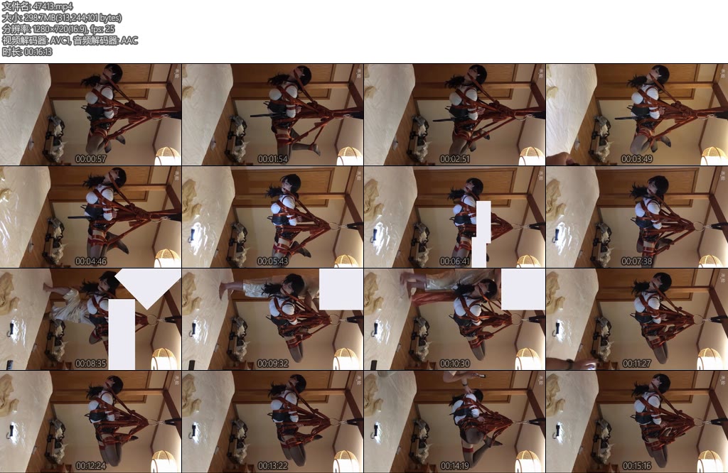 [亚洲绳艺] 男娘职业装丝带折腿吊缚-丝依依