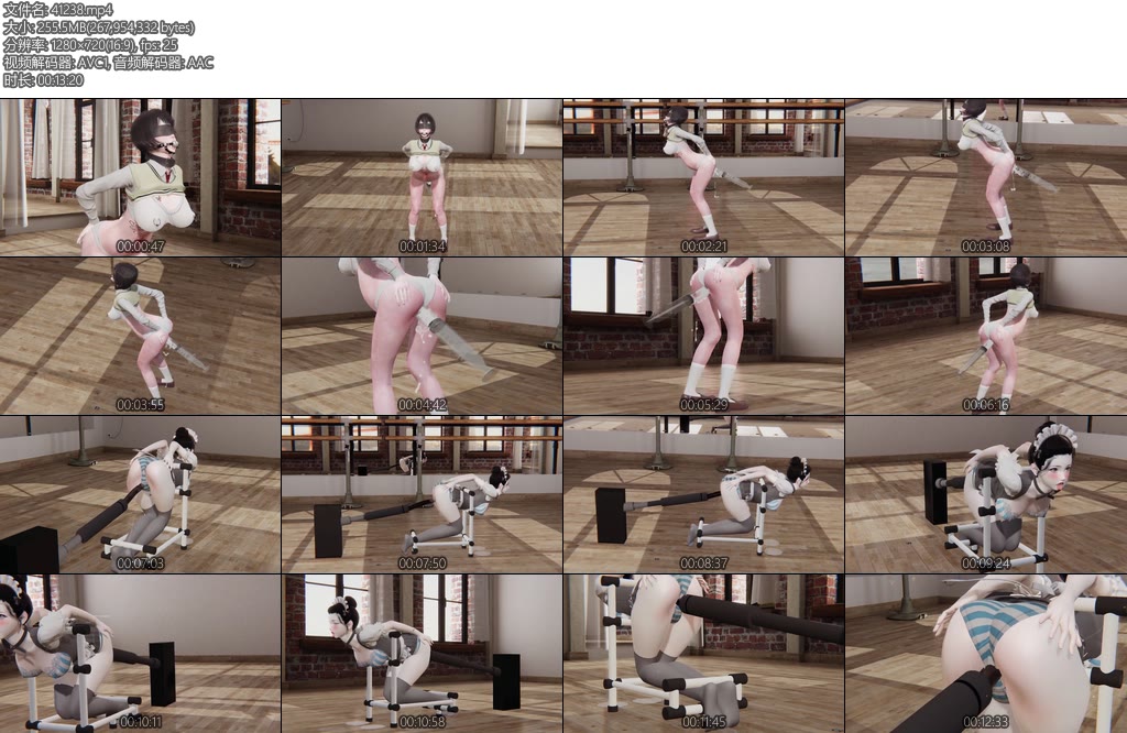 [动画片] 超大注射器guan肠口球眼罩蒙眼强制站立女仆装跪地拘束架PJ后入翻白眼-丝依依