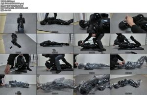 [鹿角与猫爪] 全身乳胶化口便器装袋绝闷真空塑封尼龙绑带后手缚并腿拘束电击训教全身乳胶封闭只剩口器极限驷马强制深喉等身塑料袋绝闷吸气真空塑封强制高朝-丝依依