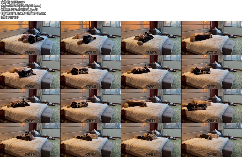 [亚洲绳艺] 厚黑丝袜 M妻被严厉捆堵放置在酒店的俩肉货-丝依依