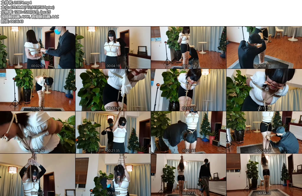 [一绳所爱] 熟女安安蒙眼堵嘴吊在别墅大厅放置挣扎-丝依依