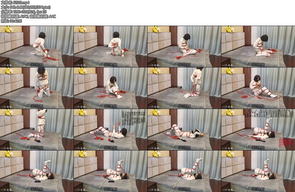 [一只萌熊] 床上自动勒脖发抖固定自缚教程-丝依依