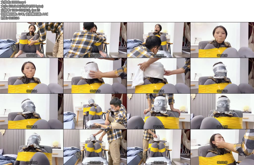 [默示录] 缚艺录爱健身的大学生小S的绳艺写实日记（6）先戴上口球别说话嘴巴用砂纸胶带贴满牢牢地固定在椅子上再来一层毛巾胶带固定想动都动不了-丝依依