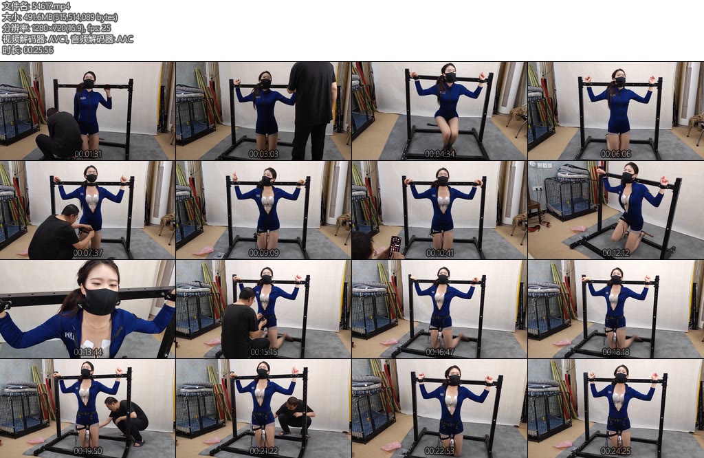 [随心原创] 杨蕊蓝侦探脖子固定拘束电击胸部马步折磨难受的姿势脖子折磨-丝依依