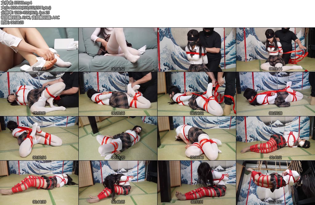 [象人原创] 小0的独角戏上绸带紧缚挣脱红绳捆绑挣扎吊缚-丝依依