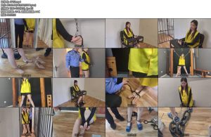 [忘忧社] 都市丽人不归路女D犯被捕带手铐脚镣另外加30斤重镣铐让人大饱眼福-丝依依