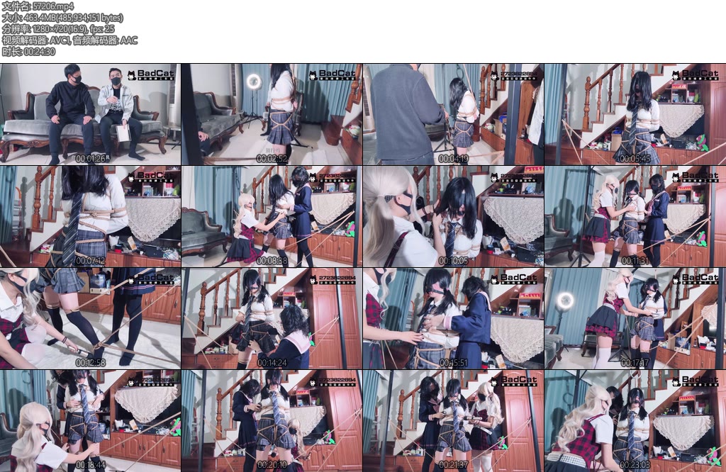 [BadCat] 新模登场依依X妙妙X咲希现实朋友的女朋友脾气很大被表哥设计捆绑后又被两个女生当成M强G玩弄三女剧情捆绑挣扎羞辱强G-丝依依