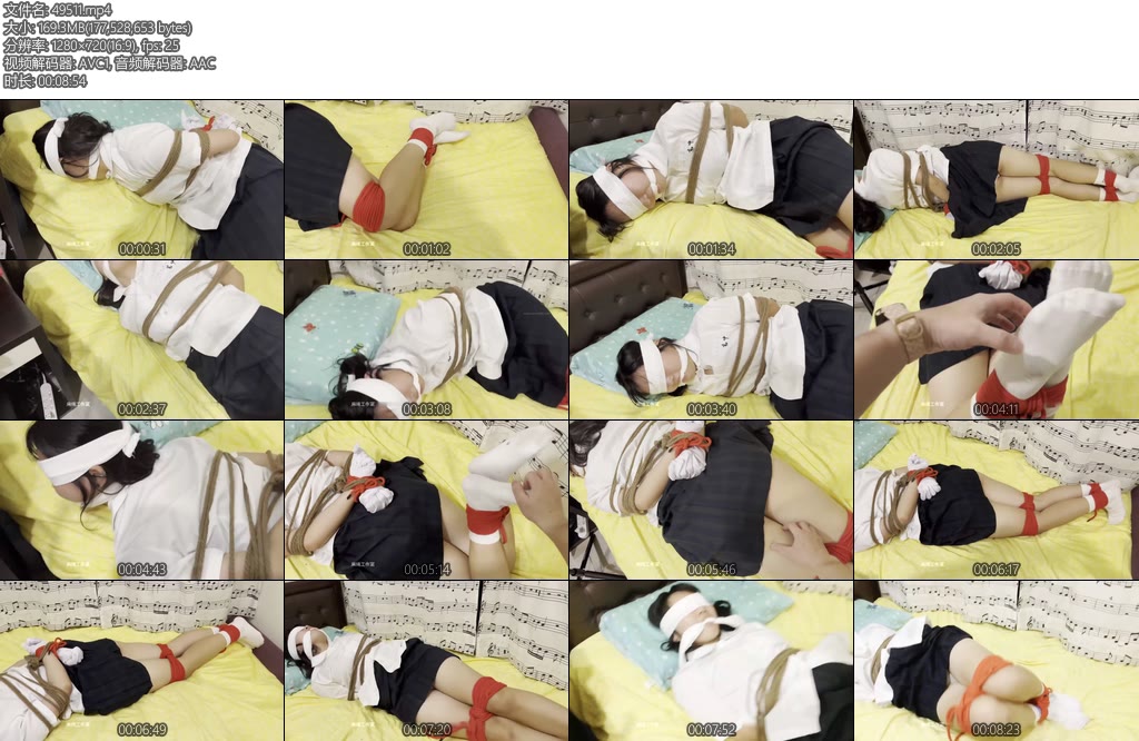 [麻绳原创] 台湾妹子18岁高中生木木子放学回到家被入室绑起来戴白手套白布蒙嘴脏袜子玩弄脚底-丝依依