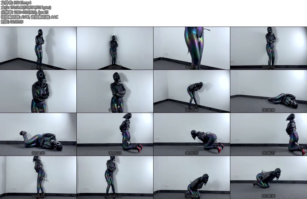 [无脑鱼] 女孩的紧身衣拘束站立惩罚12cm高跟站立拘束具全身Zentai全包强制gc-丝依依