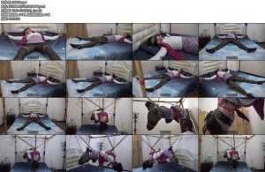 [胜景影视] 床上大字捆吊空姐空姐被女绳师捆吊在床上挣扎-丝依依