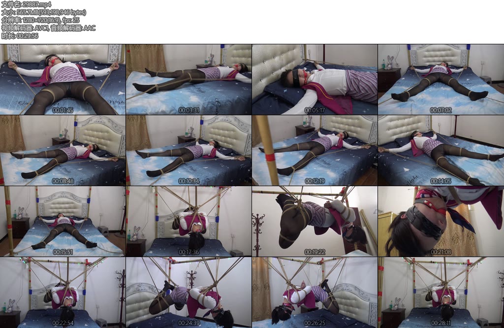 [胜景影视] 床上大字捆吊空姐空姐被女绳师捆吊在床上挣扎-丝依依