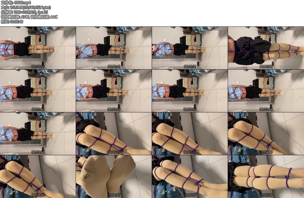 [亚洲绳艺] 双色棉绳捆绑挣扎-丝依依