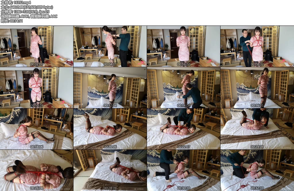 [随心原创] 杨阳 粉色旗袍 五花 驷马 红色硅胶口球塞紧 衣服太小了 身材不能完美体现-丝依依