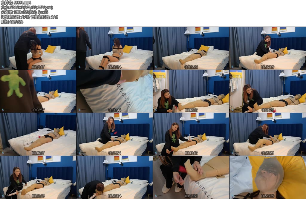 [JS原创] 凌熙露楠两个女人的捆绑游戏2丝袜包裹捆绑TK丝袜塞嘴套头棒棒刺激-丝依依