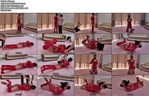 [素人原创] 胶衣裤里丝过膝长靴金属超高细跟抬头后手极限驷马放置-丝依依