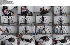 [面具原创] 面具男 榨干绝美制服OL女声伪娘jiojio，强制开腿单手套后手吊，马具型口塞驷马-丝依依