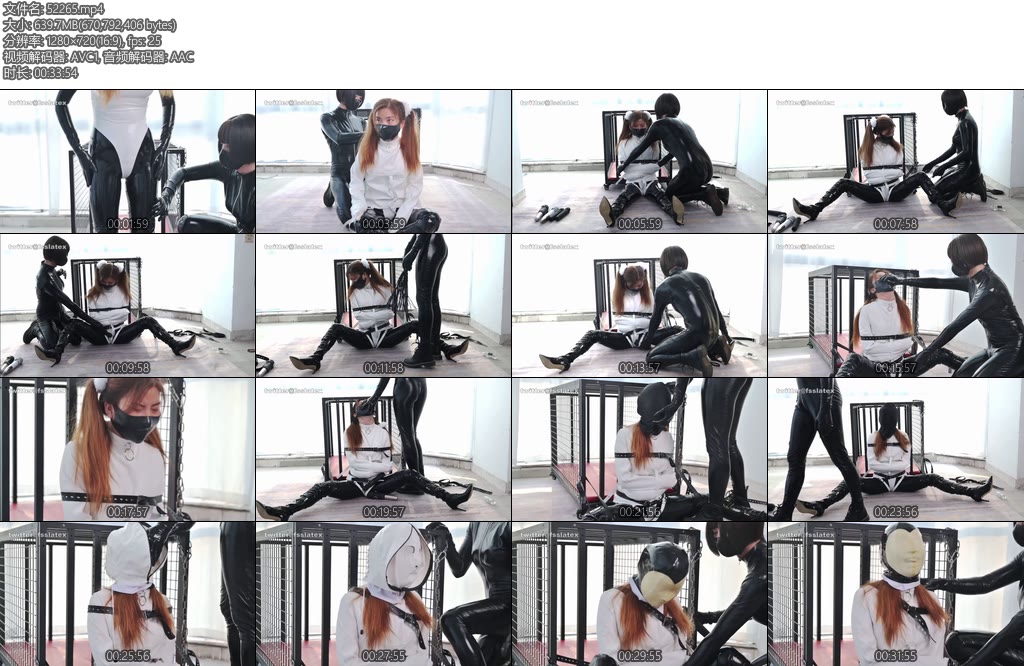 [FSS原创] 工乳胶Dove与KIKI的4层头套呼吸游戏乳胶百合女虐女长靴拘束衣呼吸头套乳呼吸抑置zxplaybreathplay-丝依依