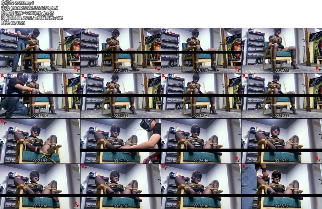 [绳精病] 乖巧乳胶女孩被紧缚在椅子上粗鲁塞满填充墙高试验观察进展-丝依依