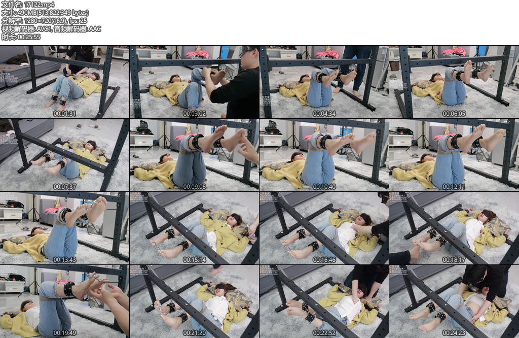 [心悦艺束] 00后小萝莉文文拘束架完全拘束，吊脚TK揉凶-丝依依