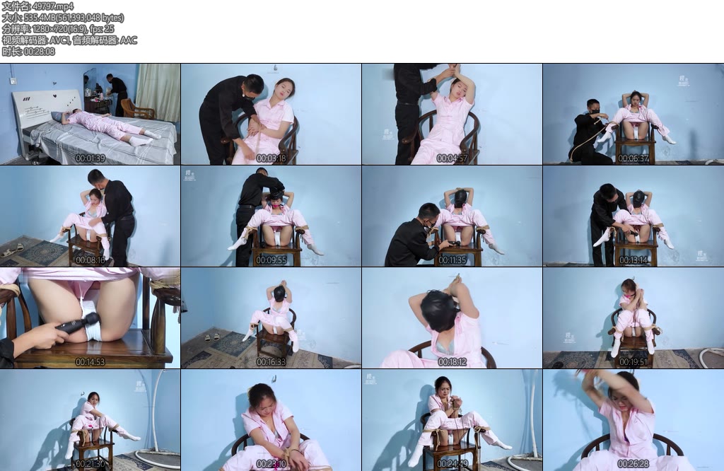 [樱束原创] 被绑小护士工作一天的小护士回到家就躺床上睡着了歹徒偷摸进入房间都没听到小护士被迷晕歹徒收刮完财务后起了色心将美丽的小护士绑在了椅子上准备好好享用一番-丝依依