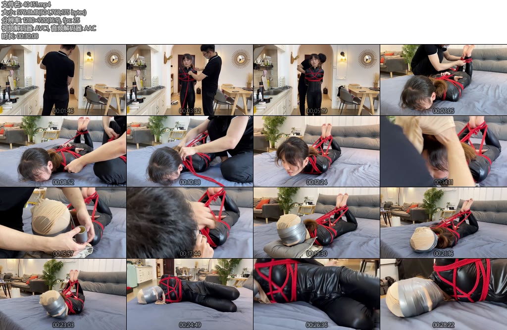 [默示录] 缚艺录小星驷马缚胶带封嘴后的丝袜套头胶带蒙脸呜呜呜小星的挣扎度真的很棒-丝依依